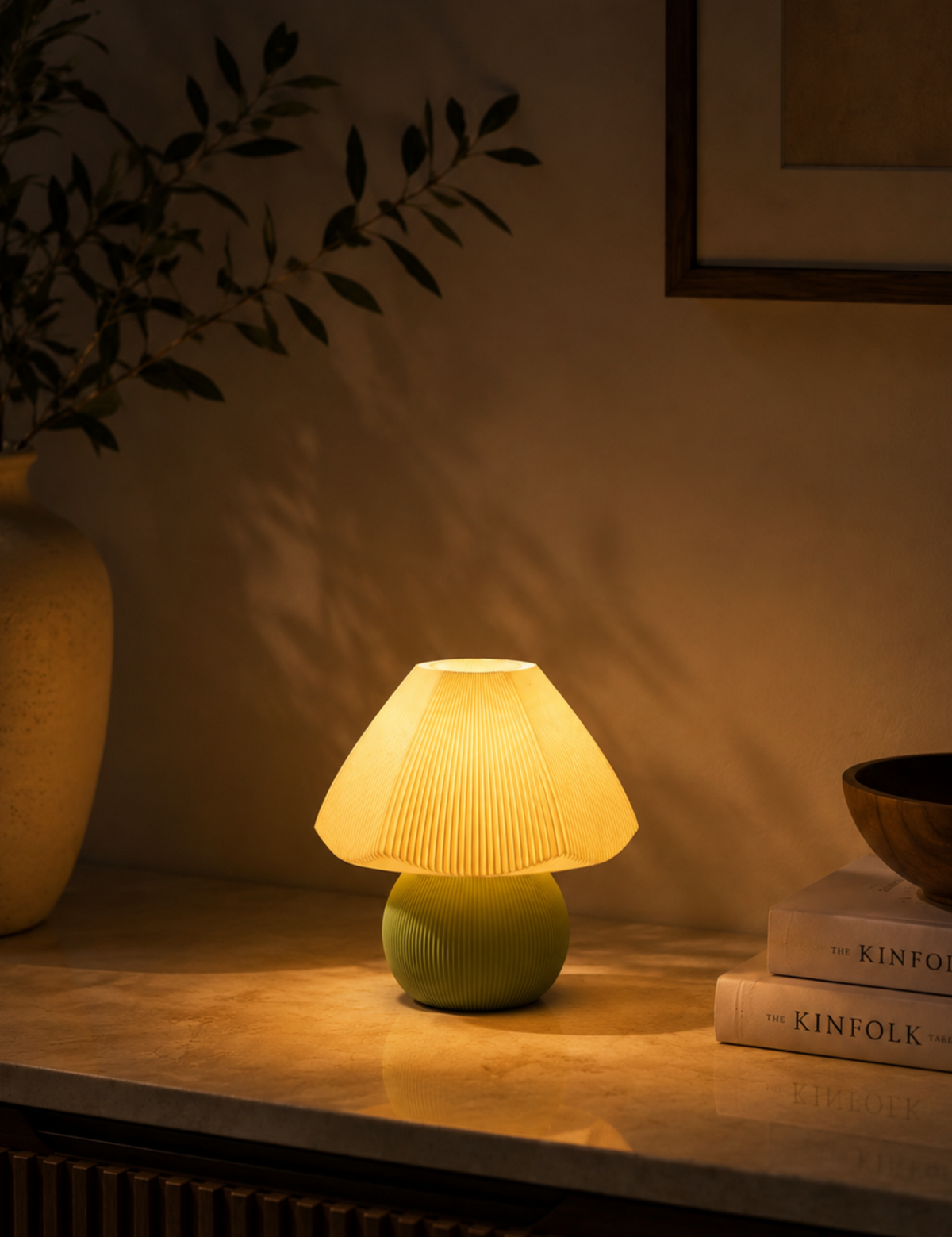 Mushroom Green Beige Table Lamp