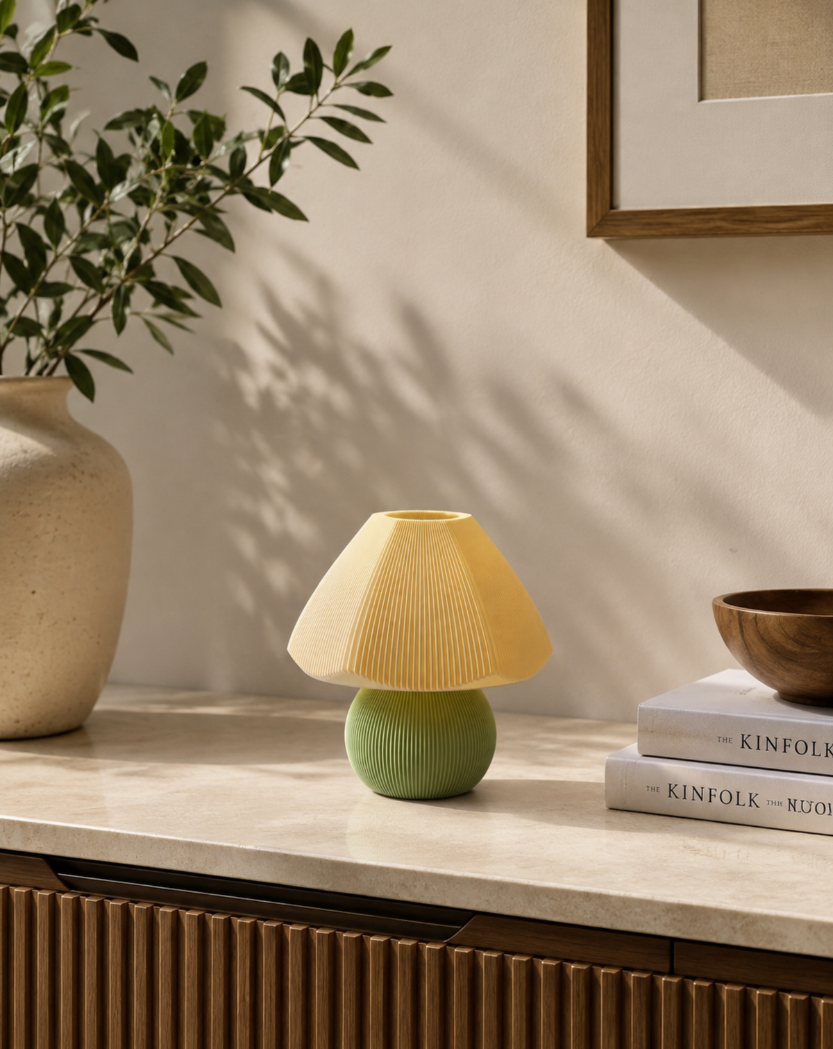 Mushroom Green Beige Table Lamp