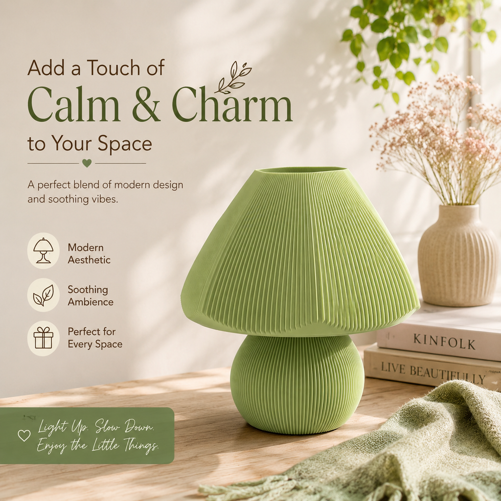 mushroom matcha green lamp poster
