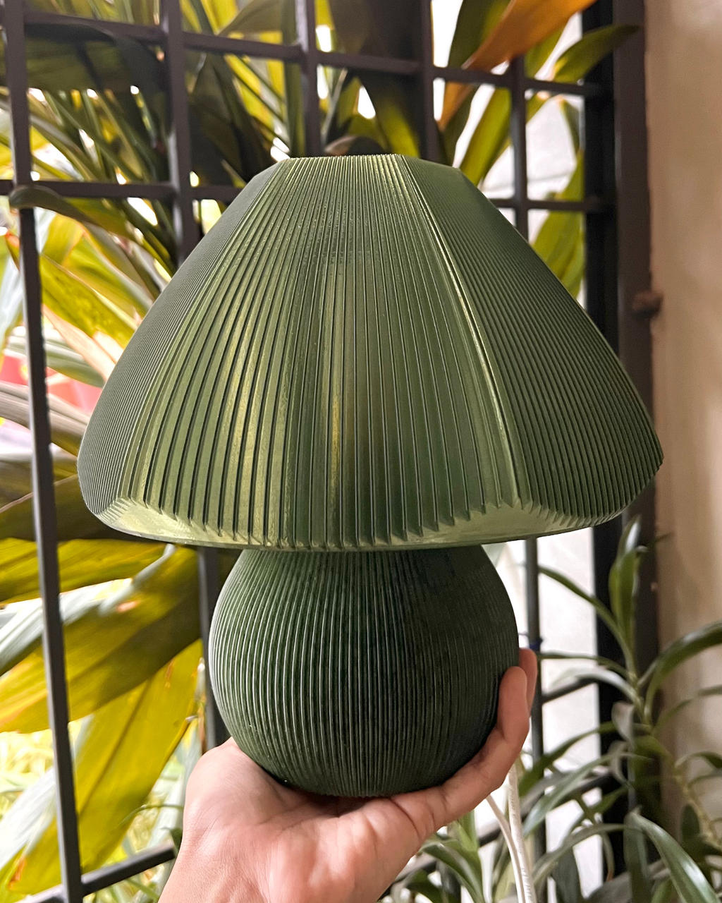 Mushroom Olive Green Table Lamp