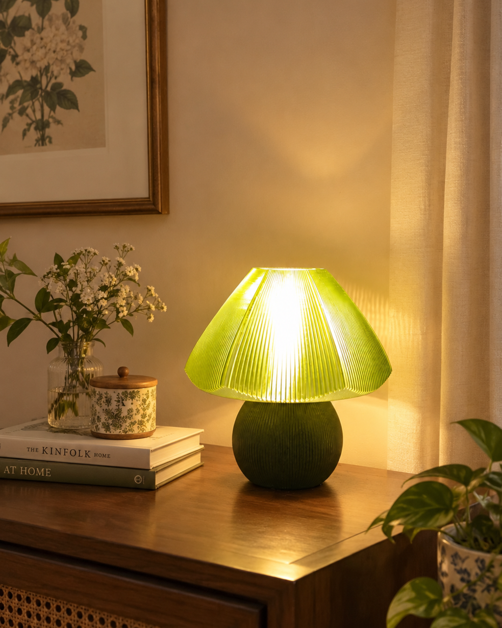 Mushroom Olive Green Table Lamp